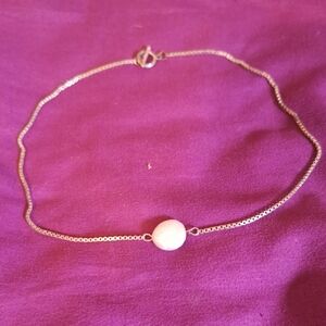 Real pearl choker, silver chain